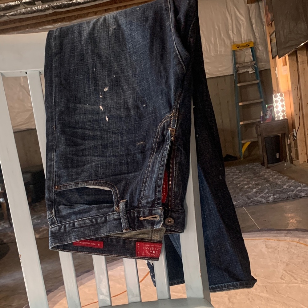 Lucky Brand Dark Blue Straight Jeans with Red Accents